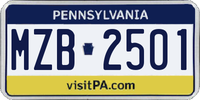 PA license plate MZB2501