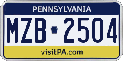 PA license plate MZB2504
