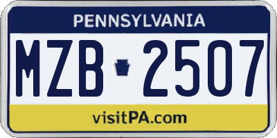 PA license plate MZB2507