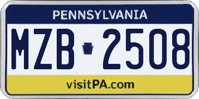 PA license plate MZB2508