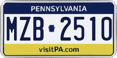 PA license plate MZB2510