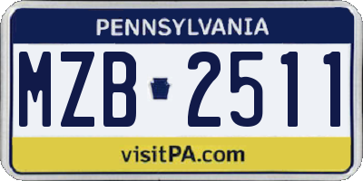 PA license plate MZB2511
