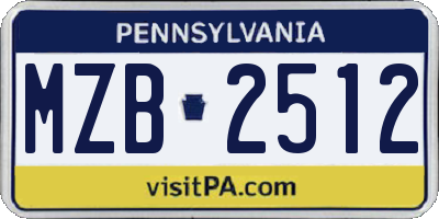 PA license plate MZB2512