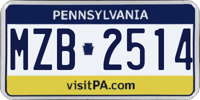 PA license plate MZB2514