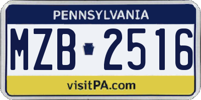 PA license plate MZB2516
