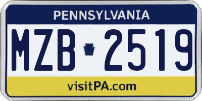 PA license plate MZB2519