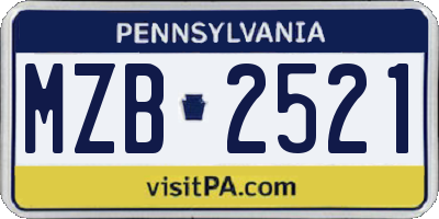 PA license plate MZB2521