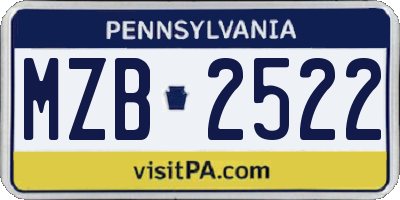 PA license plate MZB2522