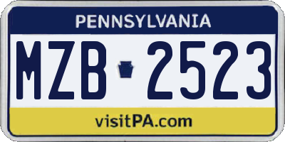 PA license plate MZB2523