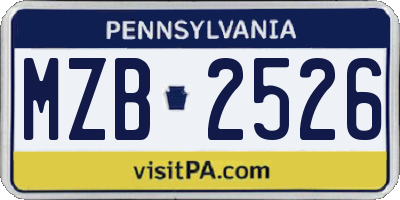 PA license plate MZB2526