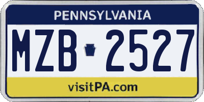 PA license plate MZB2527