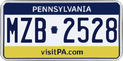 PA license plate MZB2528