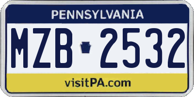 PA license plate MZB2532