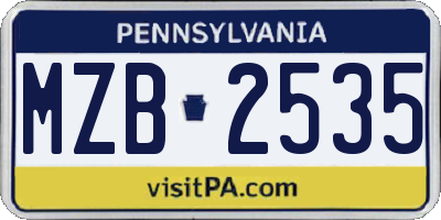 PA license plate MZB2535