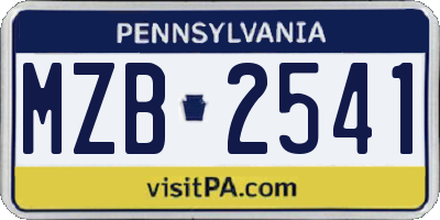 PA license plate MZB2541