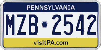 PA license plate MZB2542