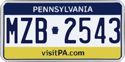 PA license plate MZB2543