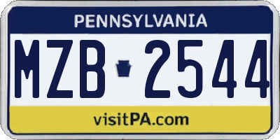 PA license plate MZB2544