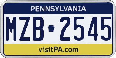 PA license plate MZB2545