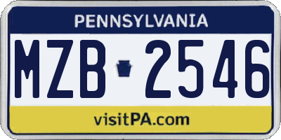 PA license plate MZB2546