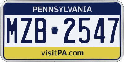 PA license plate MZB2547
