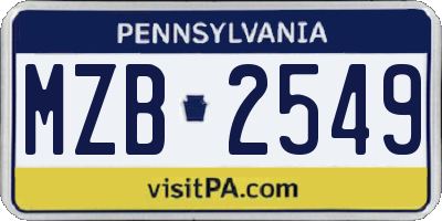 PA license plate MZB2549