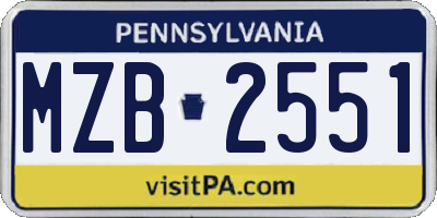 PA license plate MZB2551