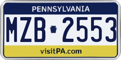 PA license plate MZB2553