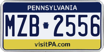 PA license plate MZB2556