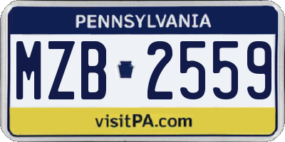 PA license plate MZB2559