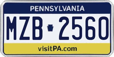 PA license plate MZB2560