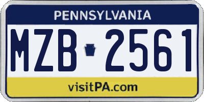 PA license plate MZB2561