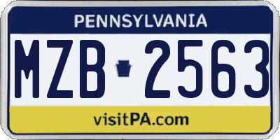 PA license plate MZB2563