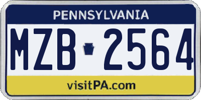 PA license plate MZB2564