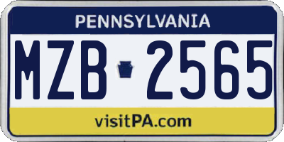 PA license plate MZB2565