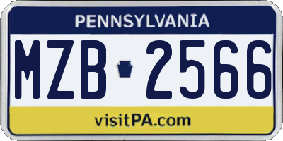 PA license plate MZB2566