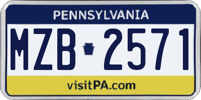 PA license plate MZB2571