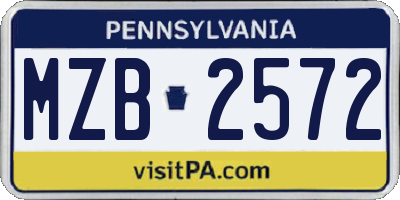 PA license plate MZB2572