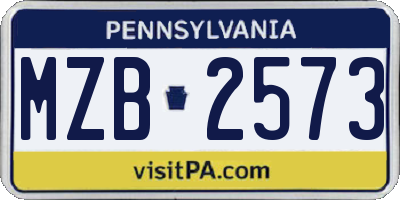 PA license plate MZB2573