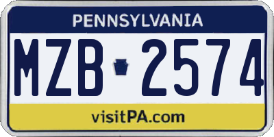 PA license plate MZB2574