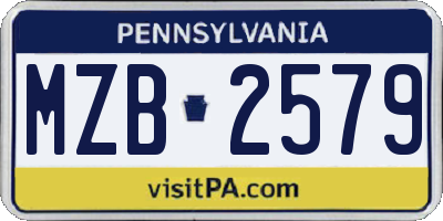 PA license plate MZB2579