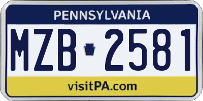 PA license plate MZB2581