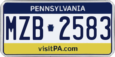 PA license plate MZB2583