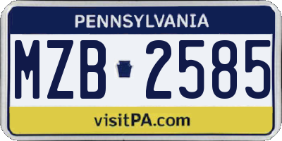 PA license plate MZB2585