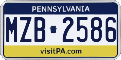 PA license plate MZB2586