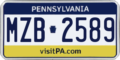 PA license plate MZB2589