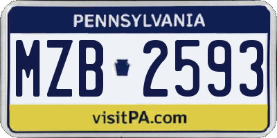 PA license plate MZB2593