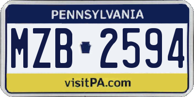 PA license plate MZB2594