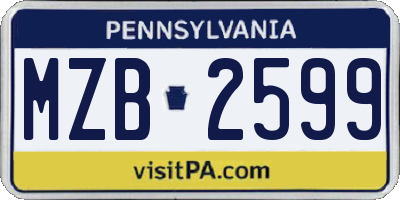 PA license plate MZB2599