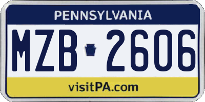 PA license plate MZB2606